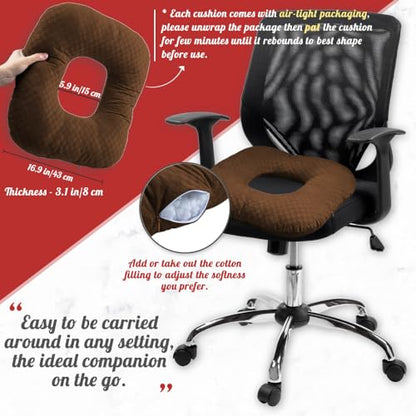 Donut Pillow for Tailbone Pain, Hemorrhoid Pillow (Brown) - color: Brown