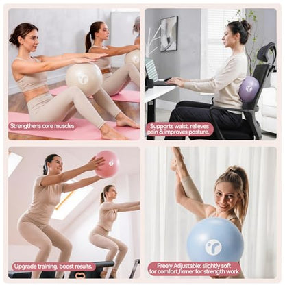 Mini Pilates Ball with Pump, Anti-Burst Yoga Ball - color: Blue