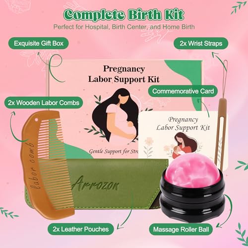 2 Pcs Labor Comb & Massage Roller Ball Kit, Hospital Bag Must Haves - style: 2 Labor Combs & 1 Pink Massage Roller Ball