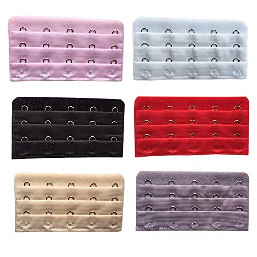 Bra Extenders 2 Hook / 3 Hook / 4 Hook / 5 Hook / 6 Hook, Soft & Stretchy for Back Bra Extension Strap B-E-B-E1 - color: 5 Hook Pink,white,black,red,skin,purple