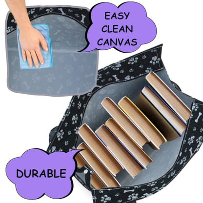 NGIL Work Tote Bag with Exterior Pockets - color: Ngil Zip-printed Paws-black