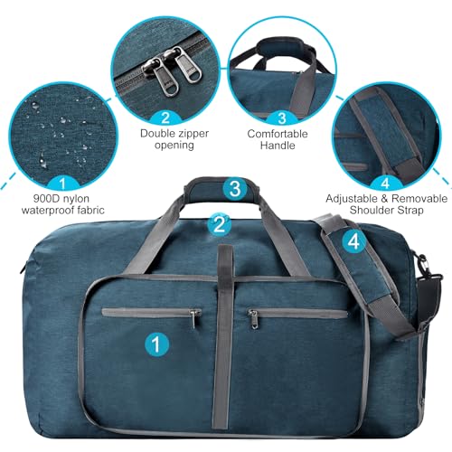 Felipe Varela Foldable Duffle Bag for Travel Weekend Overnight Gym Camping - color: E Green, size: 115L