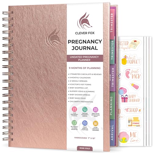 Clever Fox Pregnancy Journal, Expecting First Time Mom Planner Rose Gold - color: Rose Gold, size: 9" x 10.5" Regular Edition