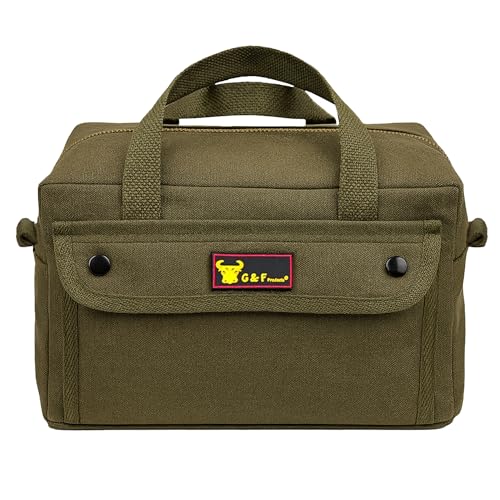Waxed Canvas Compact Military Duffle Bag, 11 x 7 x 6 In, Water-Resistant - color: Olive Green