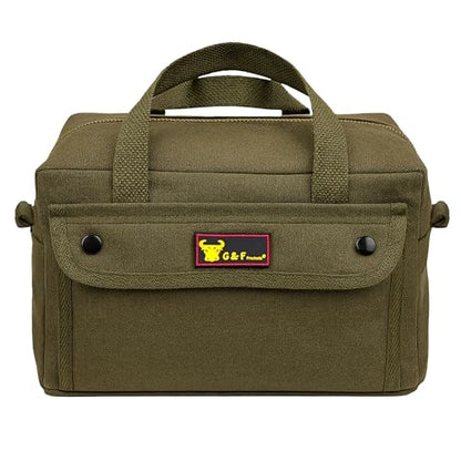 Waxed Canvas Compact Military Duffle Bag, 11 x 7 x 6 In, Water-Resistant - color: Olive Green