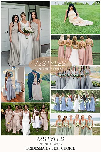 72styles Maxi Infinity Dress for Bridesmaids, Convertible Multi-Way Wrap - color: Dusty Blue, size: One Size