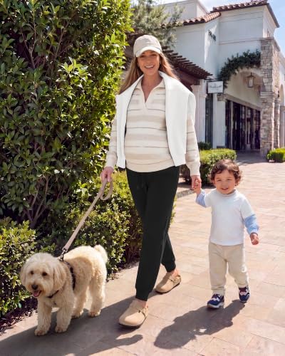 G4Free EverGoing Maternity Joggers with Pockets Drawstring Pregnancy Pants - color: Black, size: Medium