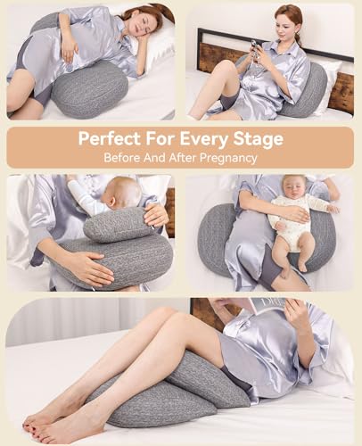 Pregnancy Pillows Breathable Material, Pregnancy Pillow for Sleeping Portable, Compact Maternity Support for Belly, Back & HIPS,Pregnancy Pillows for Sleeping,Comfortable