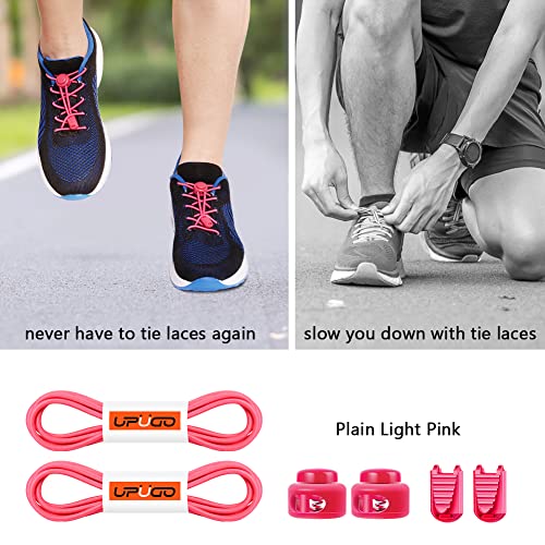 UpUGo Elastic Shoe Laces, No Tie Shoe Laces for All Ages, One Size Fit All - color: Plain Light Pink, size: 1 pair