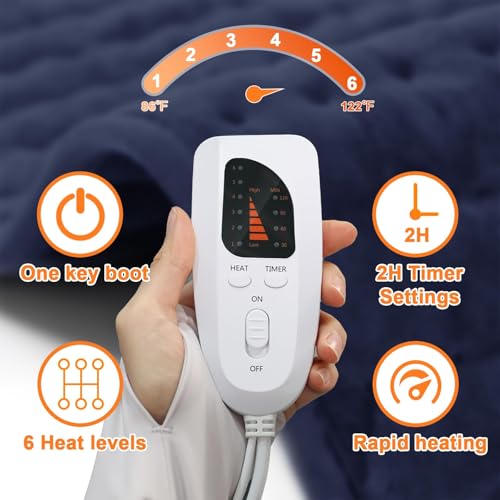 Heating Pad,Electric Heating Pads,Heating Pad for Back,DarkBlue,40x20 Inch - color: Darkblue, size: 40x20 Inch