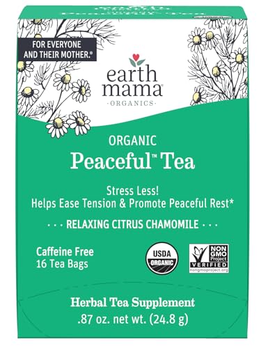 Earth Mama - Organic Peaceful Tea Stress Less! Calming - 16 Teabags - size: 16 Count (Pack of 1)