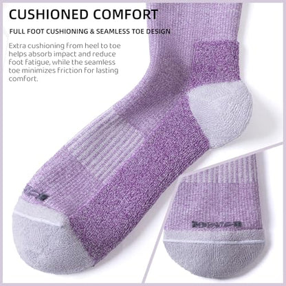 LEVSOX Bamboo Viscose Compression Socks Wide Calf 15-20 mmHg with Cushioned - color: Purple Grey, size: Medium