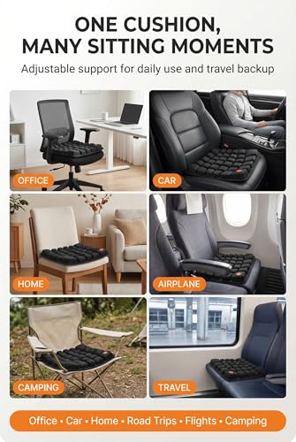 Portable Inflatable Seat Cushion for Airplane Travel and Car