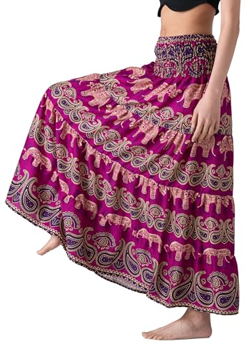 Long Skirts Tiered Maxi Boho Skirt - color: Gypsy Purple, size: Large-X-Large