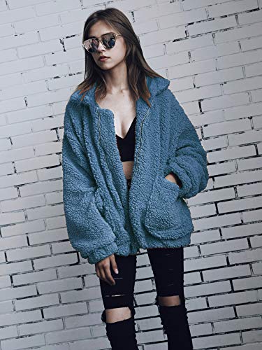 PRETTYGARDEN Women's Oversized Sherpa Fleece Coats - color: Dark Blue, size: Small