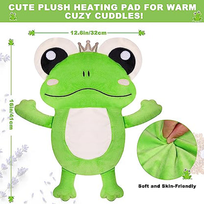 Microwave Heating Pad for Period Cramps Pain Relief, 16"×12" Plush, Frog - size: Frog