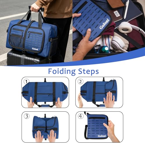 65L Foldable Duffle Bag for Travel, Large Durable Travel Duffel Bag - color: Blue