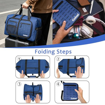 65L Foldable Duffle Bag for Travel, Large Durable Travel Duffel Bag - color: Blue
