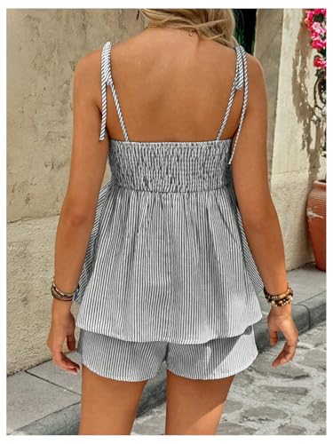 MakeMeChic Women's Maternity 2 Piece Summer Striped Sets - color: Black and White, size: Medium