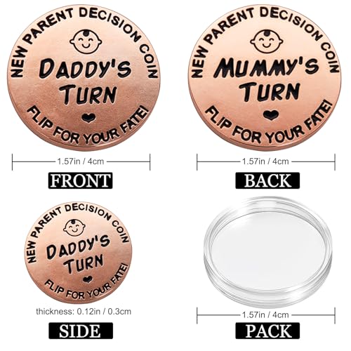 Funny Double Sided New Parents Decision Coin Pregnancy Gifts - color: Style A-rose Gold