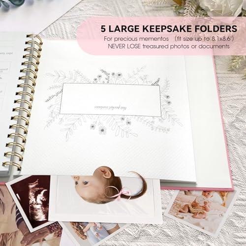 1DOT2 Timeless First 5 Years Keepsake Baby Memory Book for Boy or Girl - color: Pink