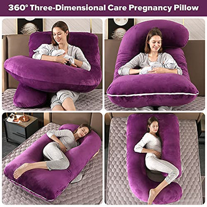 Elover U Shaped Pregnancy Pillow,Full Body Maternity Support - color: Velvet-dark Purple