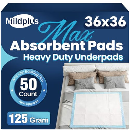 MILDPLUS Heavy Duty Underpad 36''x36'' 50 Count - size: 36x36-50 (Blue or Purple)
