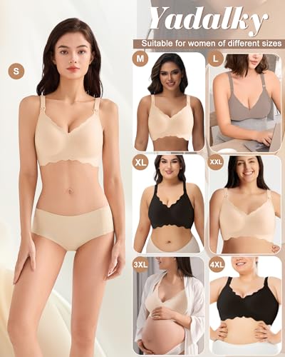 Wireless Nursing Bras for Breastfeeding, Seamless Maternity Bras Pregnancy Bralette No Underwire - color: Black, size: 4X-Large