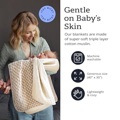 Itzy Ritzy Baby Blanket, Soft Cotton Muslin Multi-Use Blanket, Checkerboard - color: Checkerboard