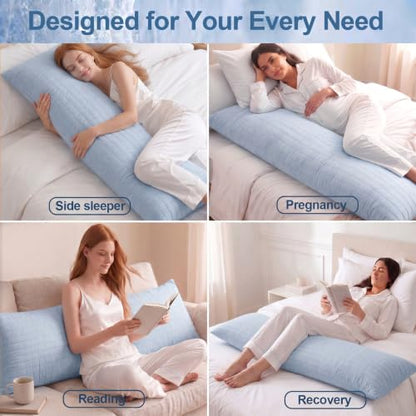 Swift Home Cooling Body Pillow, 20x54 Inch, Cool-to-Touch Reversible, Blue - color: Blue