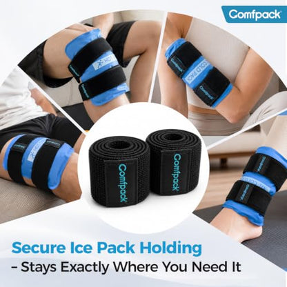 Comfpack Ice Pack Strap,Stretchable 26"x1.97" Adjustable Band - 2 Pack