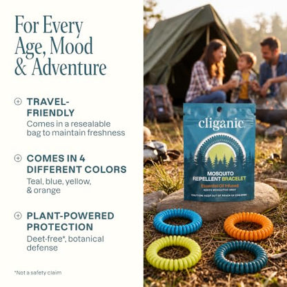 Cliganic Mosquito Repellent Bracelets for Kids & Adults, Natural, 100 Pack - size: Pack of 100