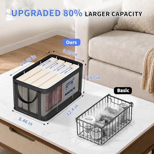 Freezer Organizer Bins, 4 Pack Large Mesh Deep Freezer Organizers, Black