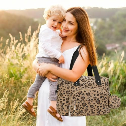 Tenot Diaper Bag Tote, Baby Bag with Pacifier Case, Leopard Print - color: Leopard Print
