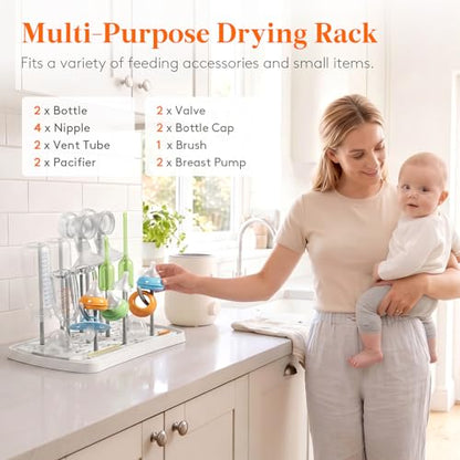 Lifewit Portable Baby Bottle Drying Rack with Drain Tray, BPA Free
