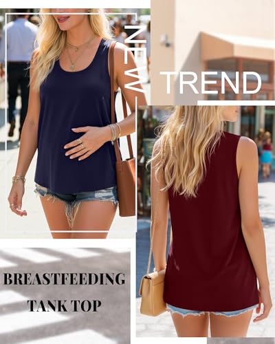 Ficerd 3 Pack Women's Nursing Tank Tops - color: Black, Navy Blue, Wine Red, size: X-Large