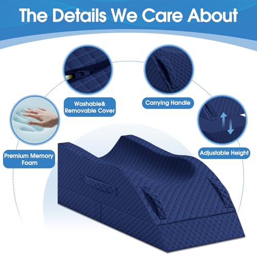 TranquilRelax Leg Elevation Pillows for After Surgery, Full-Blue - color: Full Blue, size: Single Leg
