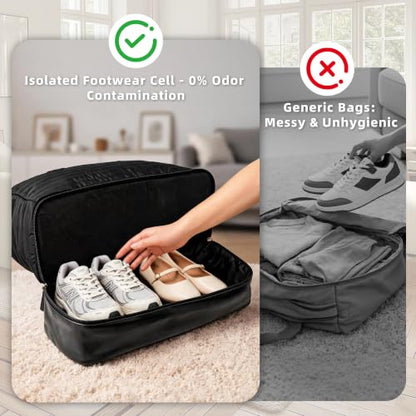 MyMealivos Canvas Weekender Bag Travel Duffel Shoe Compartment Overnight - color: Black