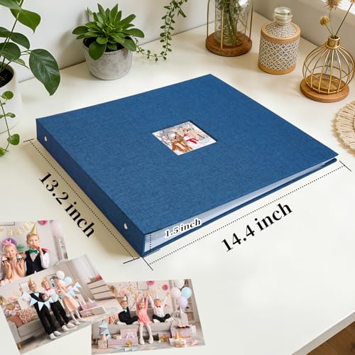 12x12 Inch Large Scrapbook Photo Album, 3 Ring Binder, Navy - color: Navy, size: 12"x12" 40Sheets
