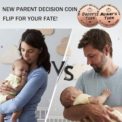 Funny Double Sided New Parents Decision Coin Pregnancy Gifts - color: Style A-rose Gold