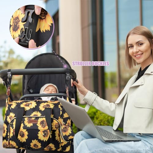 Tuwubi Diaper Bag Tote,Baby Diaper Bag with Pacifier Case - color: Sunflower, size: Large