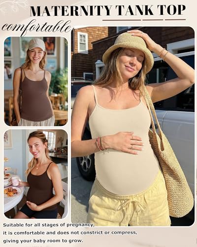 Ficerd 4 Pack Womens Maternity Nursing Tank Tops - color: Cream, Camel, Brown, Dark Brown, size: Small