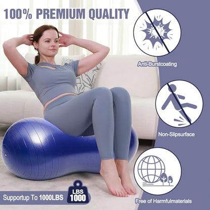 INPANY Peanut Exercise Ball for Labor, Physical Therapy & Fitness - color: Indigo