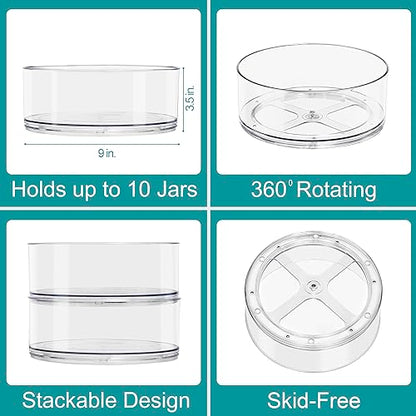 Sorbus Lazy Susan Organizer, Clear Turntable Organizer (Tall 2 Pack) - size: Tall 2 Pack