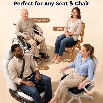 TushGuard Seat Cushion, Memory Foam Office Chair Cushion - Black, Large - color: Black, size: Large
