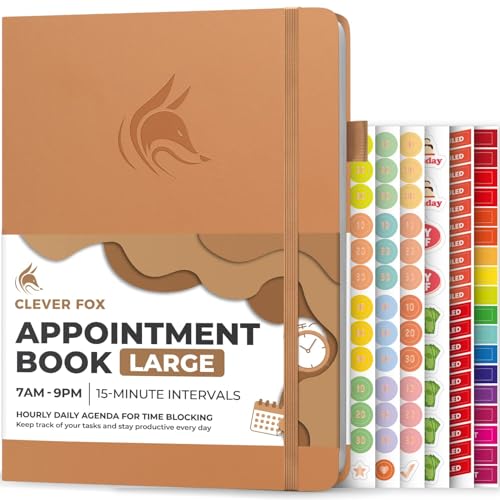 Clever Fox Appointment Book, 15-Minute Daily Planner, Undated Sandstone - color: Sandstone