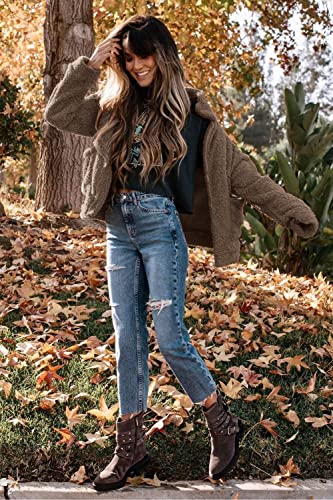PRETTYGARDEN Women's Oversized Sherpa Fleece Coats - color: Coffee, size: Large