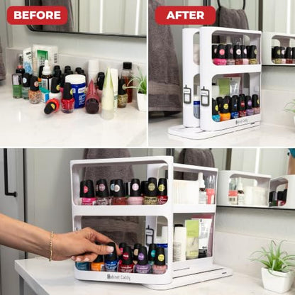 Cabinet Caddy Spice Rack Organizer for Cabinet, Pull & Rotate, 2-Tier