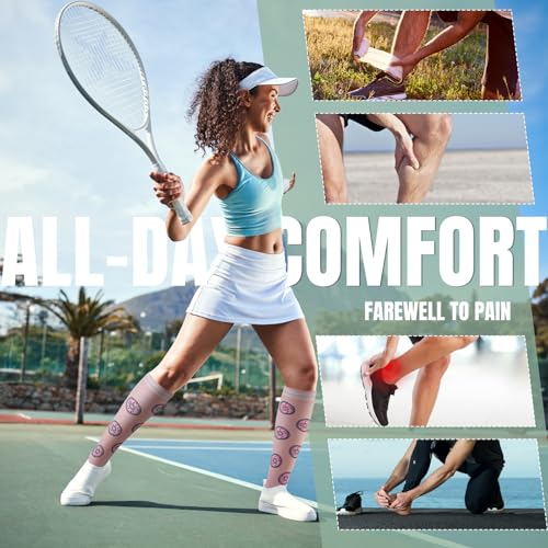 bropite 8 Pairs Compression Socks For Women & Men 20-30 mmHg - color: A-01mixed Lines, size: Small-Medium