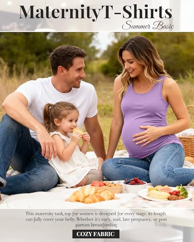 Ficerd 4 Pcs Womens Maternity Sleeveless Tank Tops - color: Dark Turquoise, Purple, Coffee, Black, size: Medium
